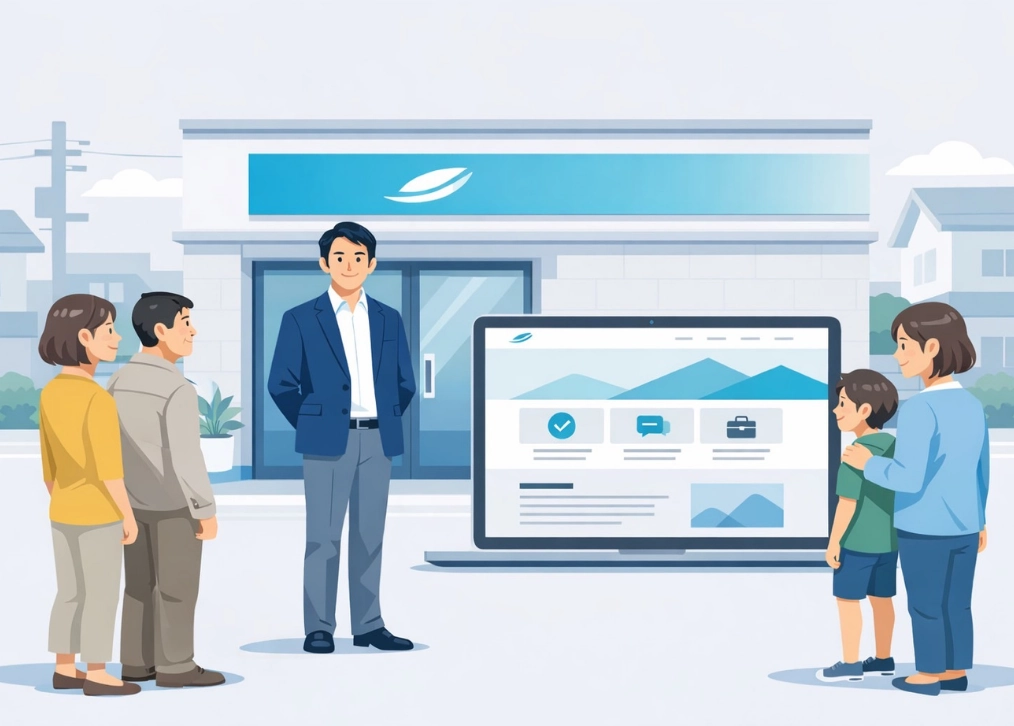 地域の人々に見られる店舗事務所のホームページ